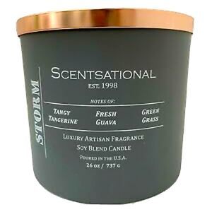 Scentsational Storm 3-Wick Natural Soy Jumbo Size Candle 26 oz